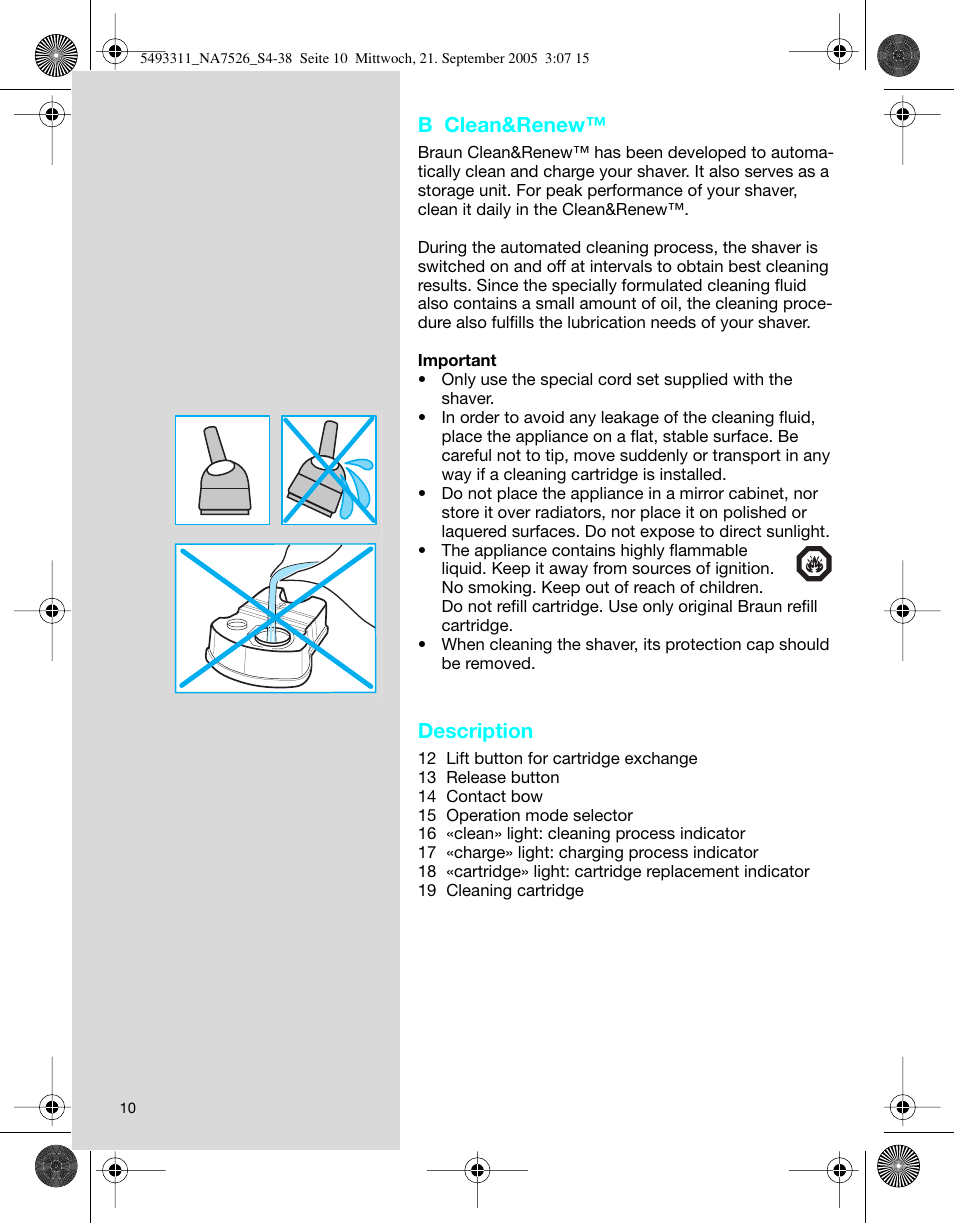 B clean&renew, Description | Braun 7526 SyncroPro System User Manual | Page 10 / 35