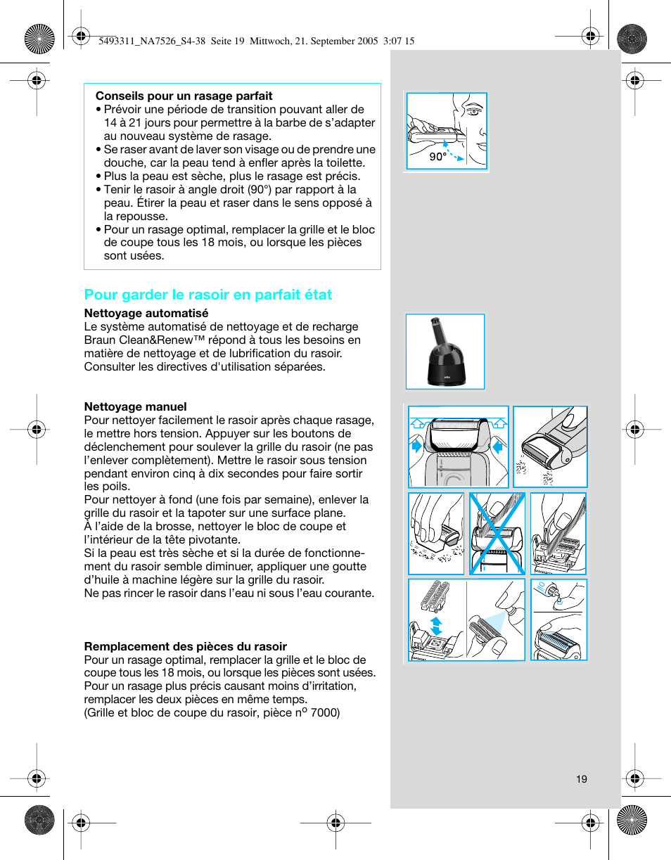 Pour garder le rasoir en parfait état | Braun 7526 SyncroPro System User Manual | Page 19 / 35