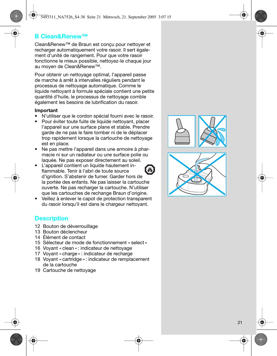 B clean&renew, Description | Braun 7526 SyncroPro System User Manual | Page 21 / 35