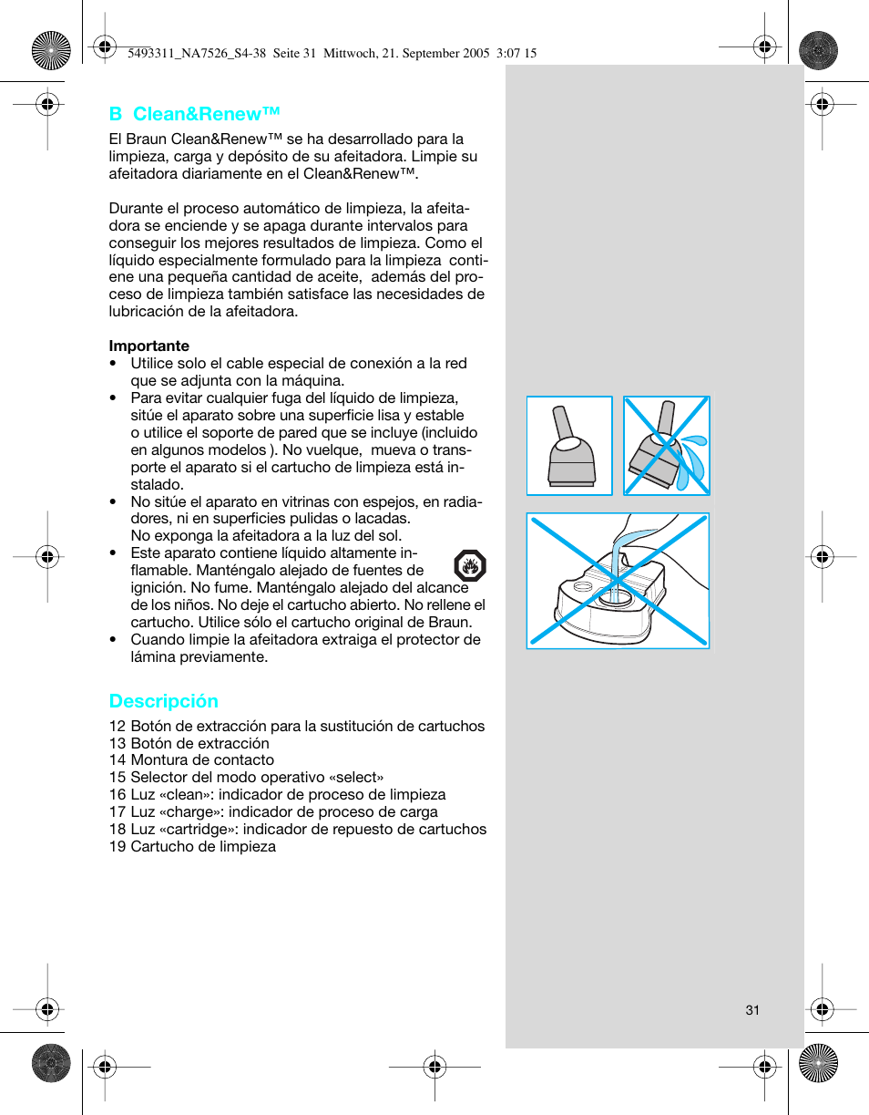 B clean&renew, Descripción | Braun 7526 SyncroPro System User Manual | Page 31 / 35
