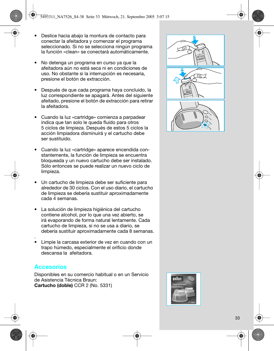 Accesorios | Braun 7526 SyncroPro System User Manual | Page 33 / 35
