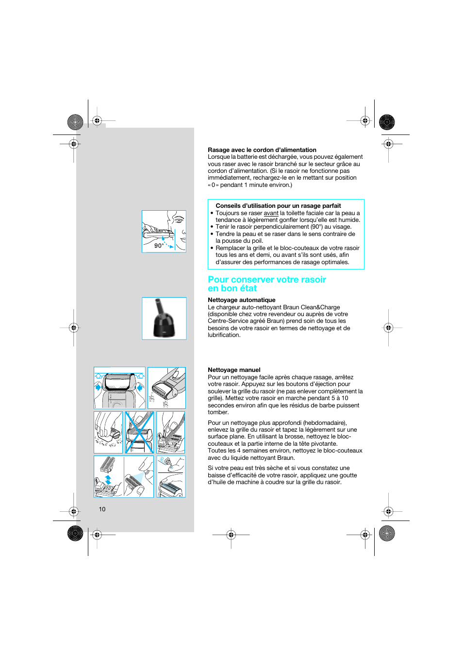 Pour conserver votre rasoir en bon état | Braun 7630 Syncro System Smart Logic User Manual | Page 10 / 63