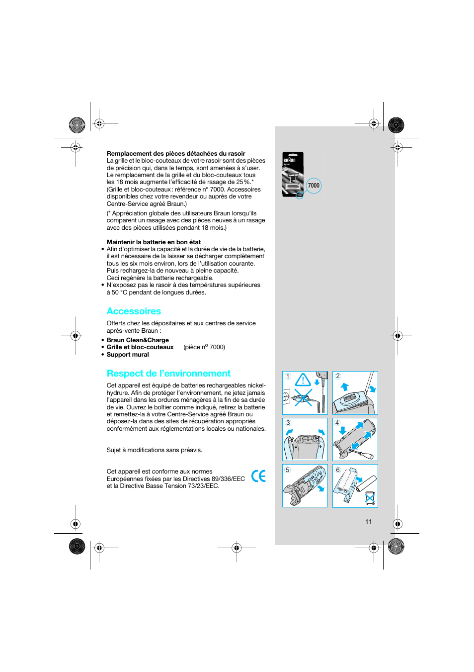 Accessoires, Respect de l’environnement | Braun 7630 Syncro System Smart Logic User Manual | Page 11 / 63