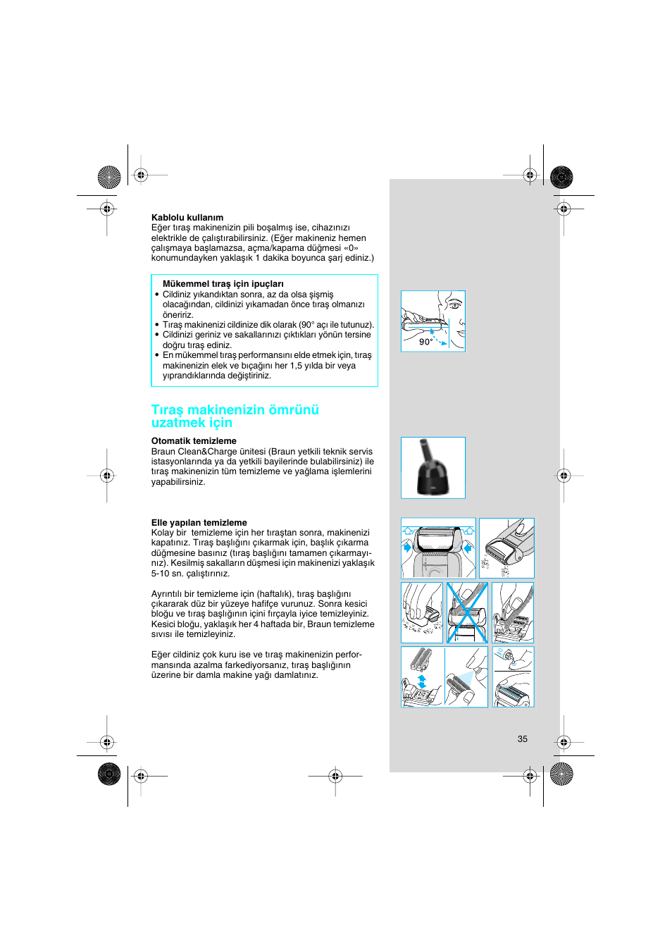 Tıraµ makinenizin ömrünü uzatmek için | Braun 7630 Syncro System Smart Logic User Manual | Page 35 / 63
