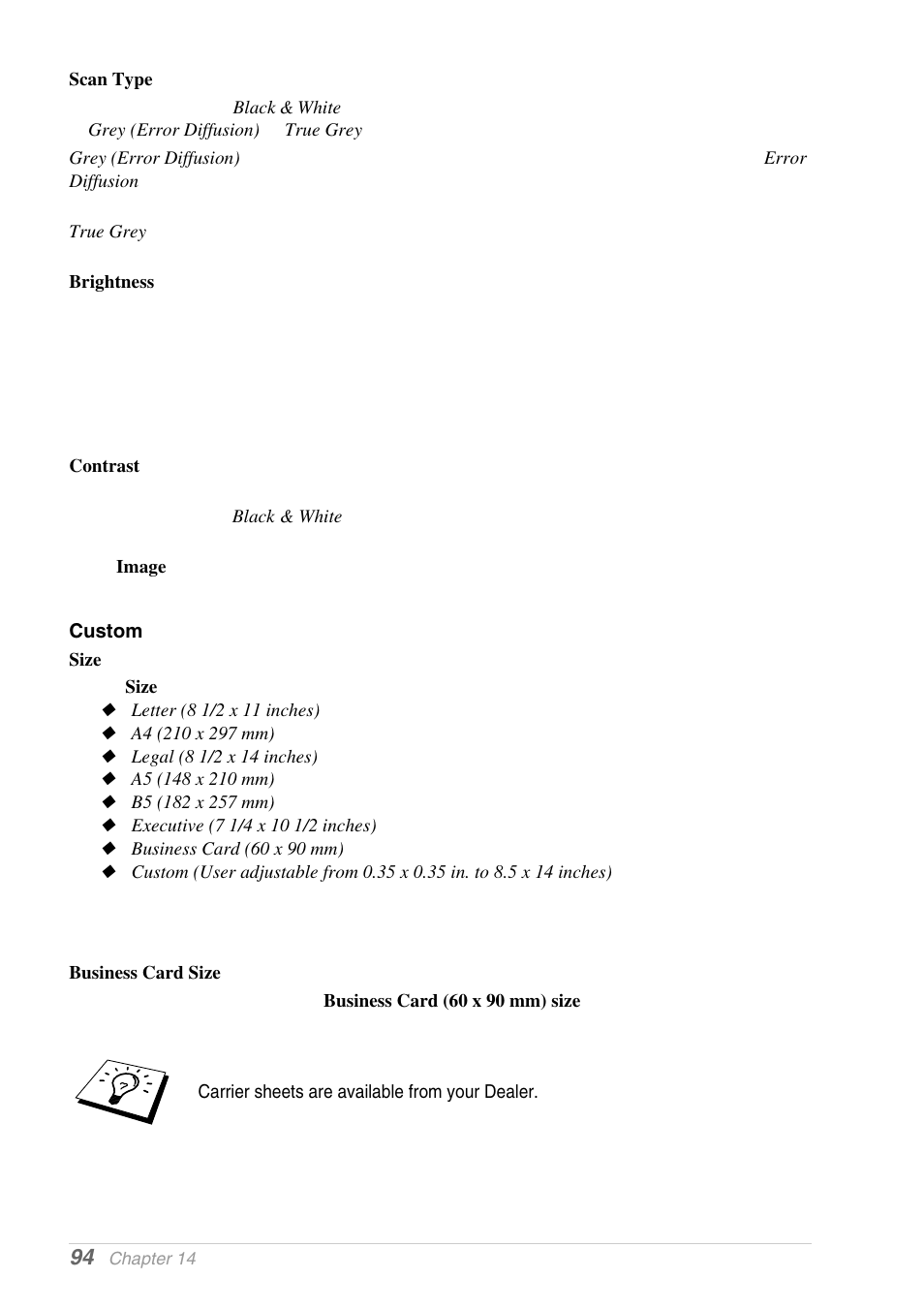 Custom | Brother MFC-9030 User Manual | Page 103 / 166