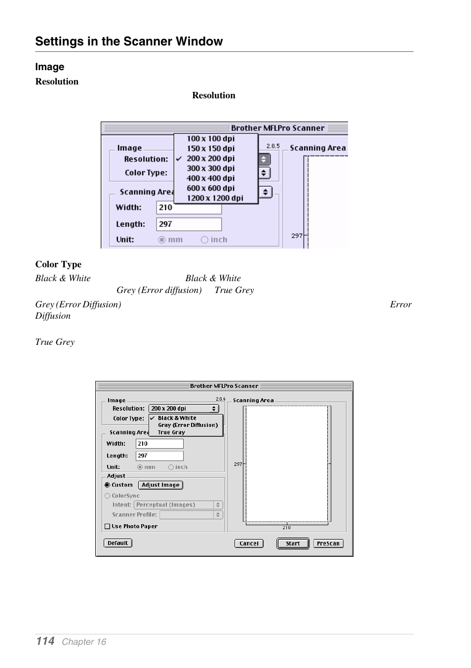 Settings in the scanner window, Image | Brother MFC-9030 User Manual | Page 123 / 166