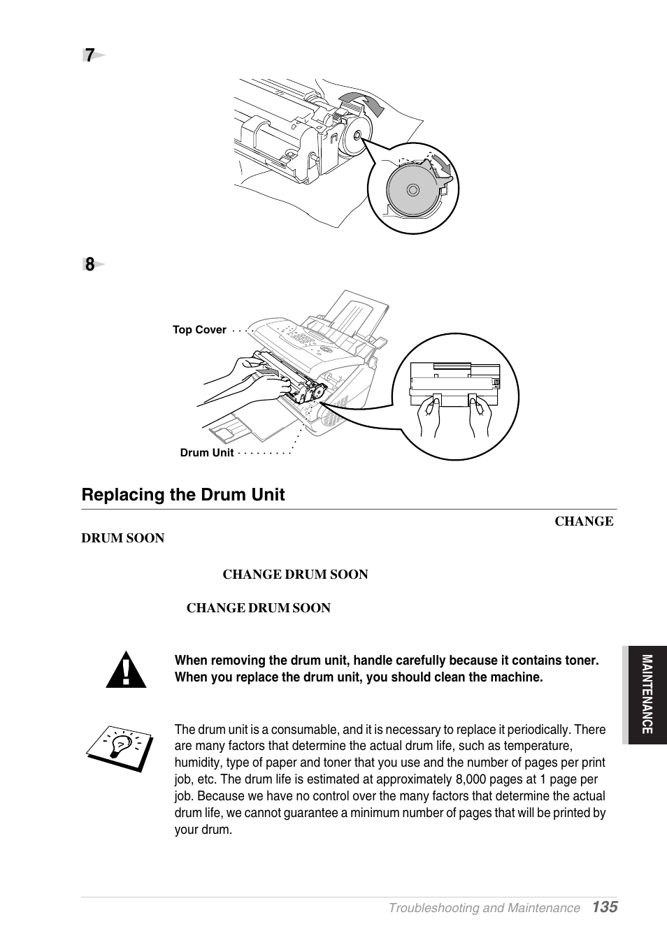 Replacing the drum unit | Brother MFC-9030 User Manual | Page 144 / 166