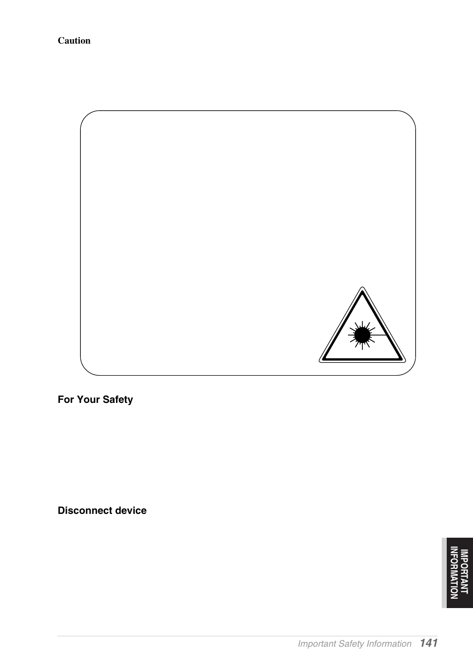 For your safety, Disconnect device | Brother MFC-9030 User Manual | Page 150 / 166