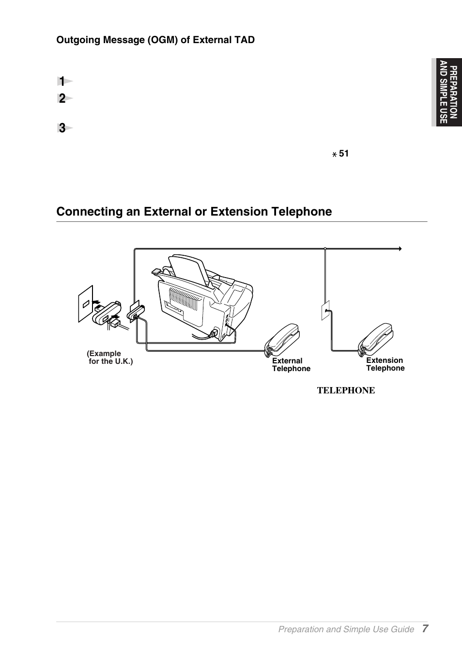 Outgoing message (ogm) of external tad, Connecting an external or extension telephone | Brother MFC-9030 User Manual | Page 16 / 166