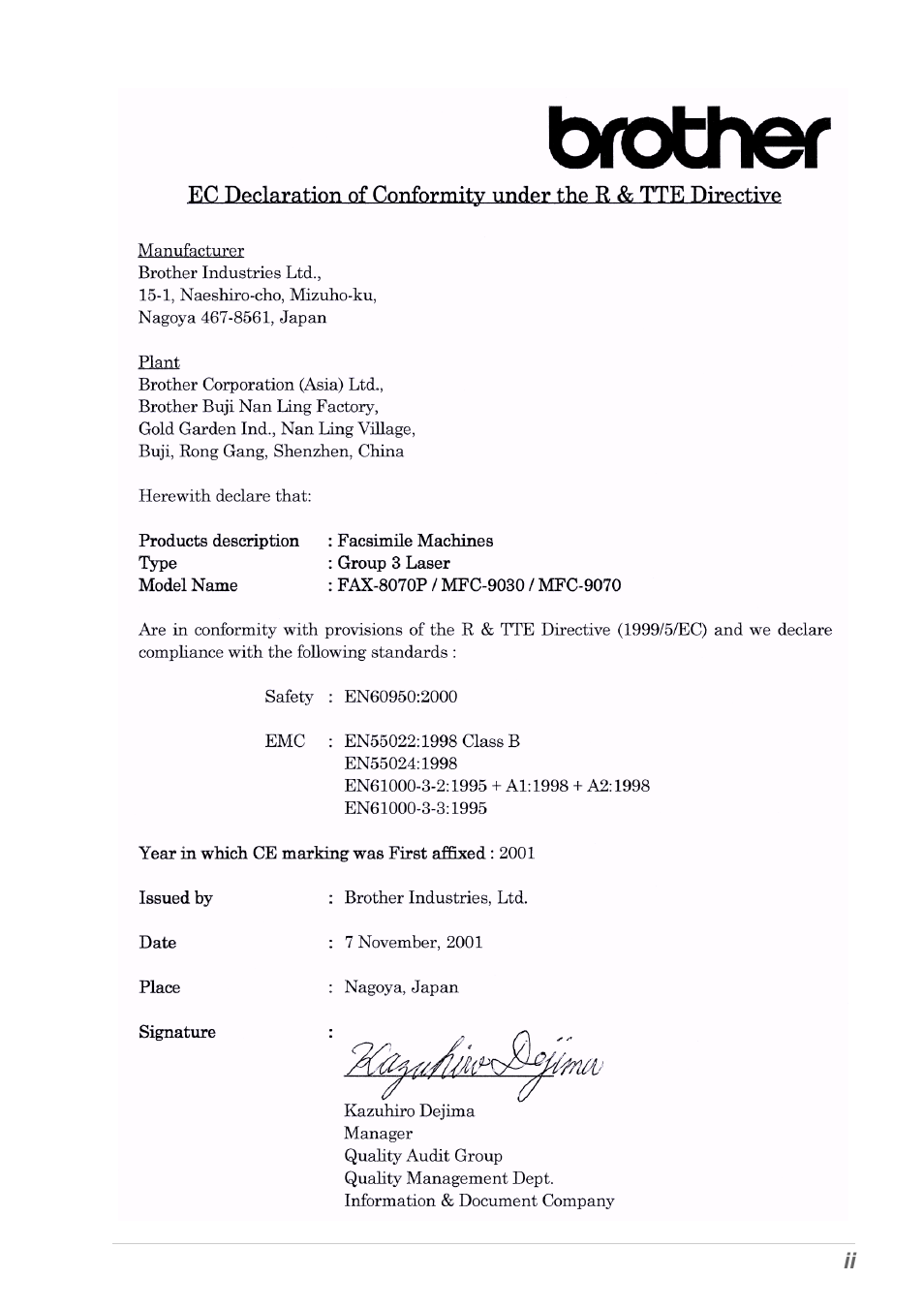 Brother MFC-9030 User Manual | Page 3 / 166