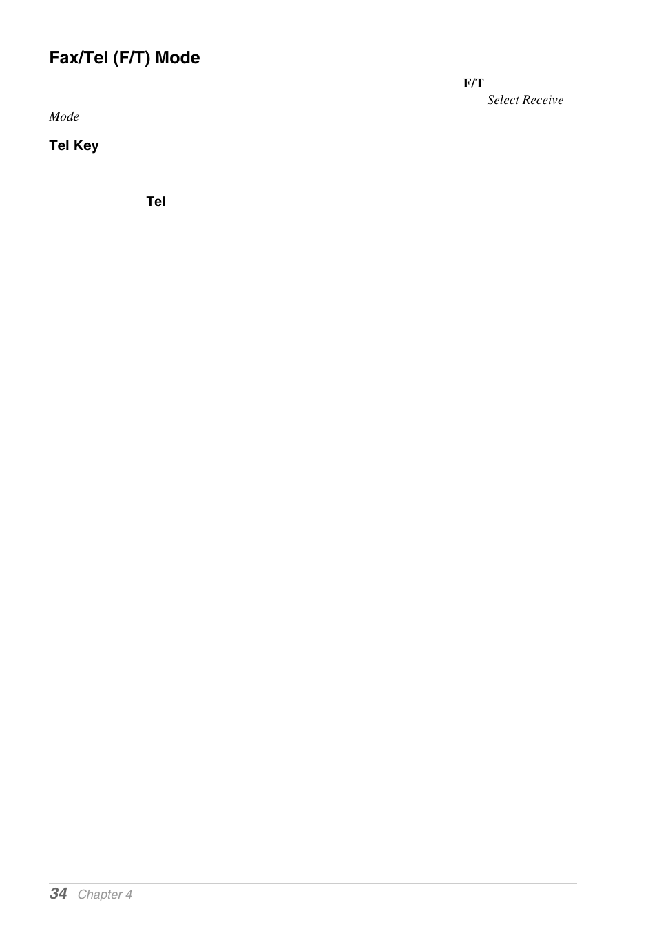 Fax/tel (f/t) mode, Tel key | Brother MFC-9030 User Manual | Page 43 / 166