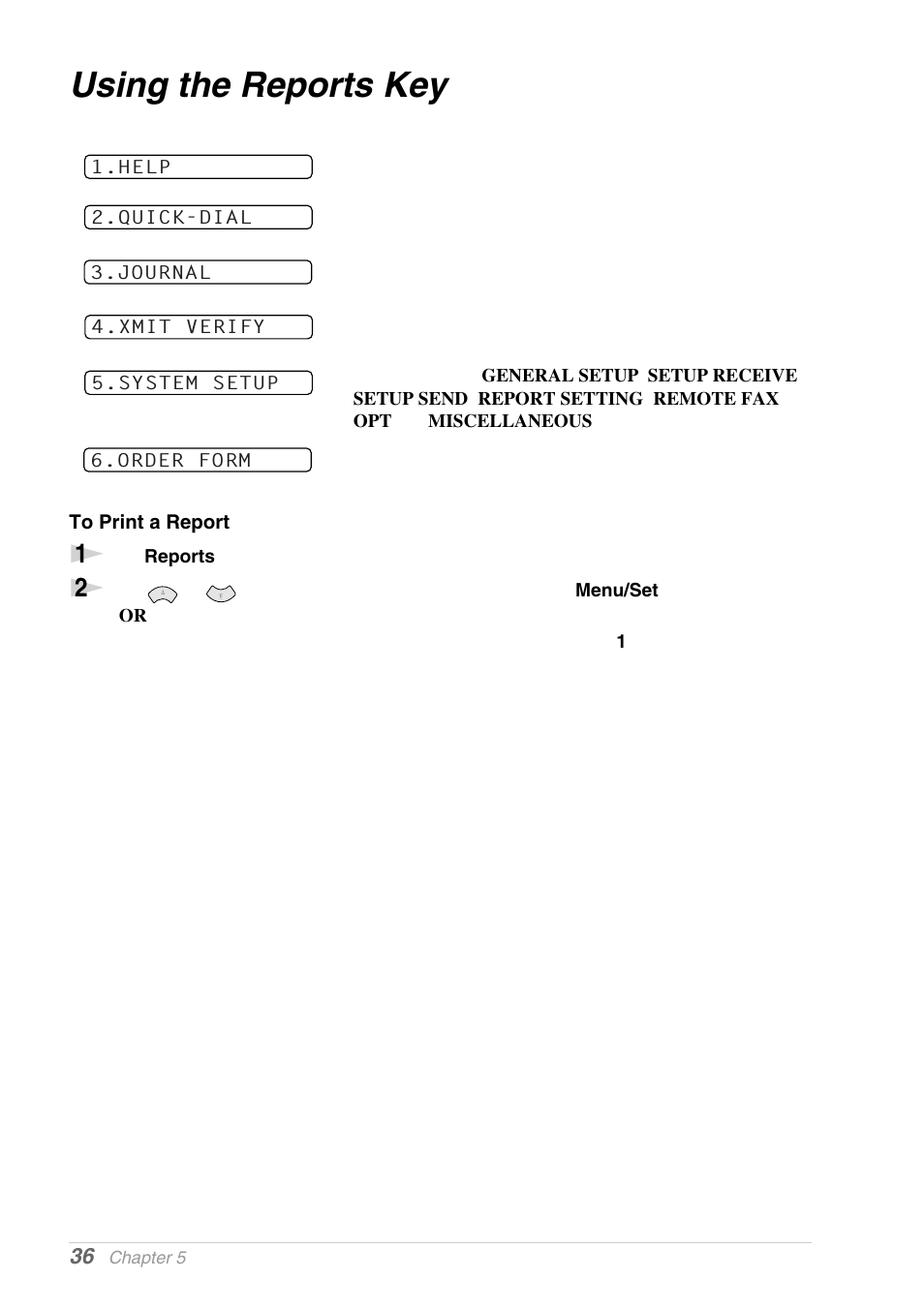 Using the reports key, To print a report | Brother MFC-9030 User Manual | Page 45 / 166