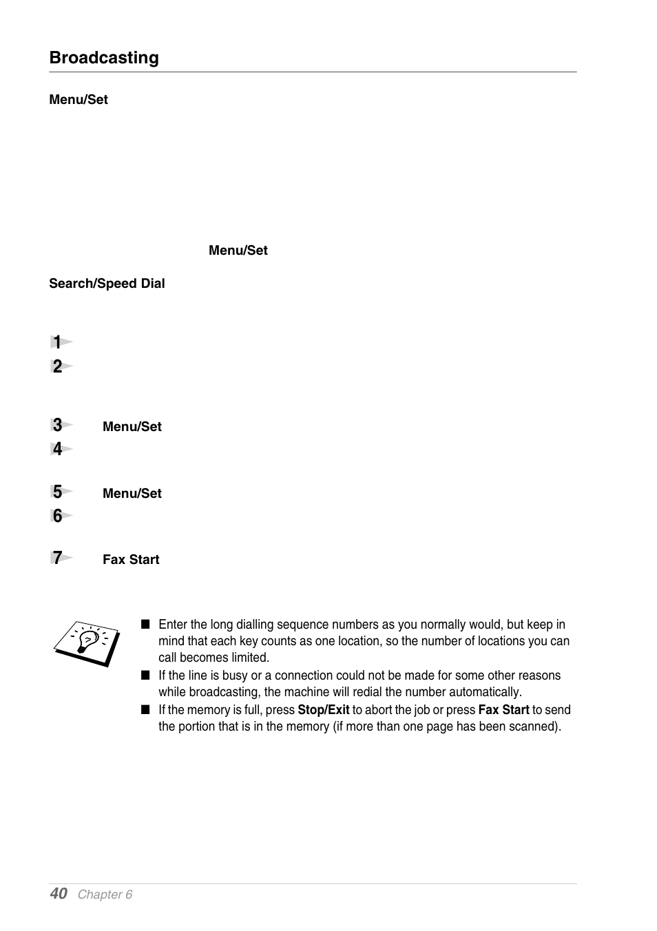 Broadcasting | Brother MFC-9030 User Manual | Page 49 / 166