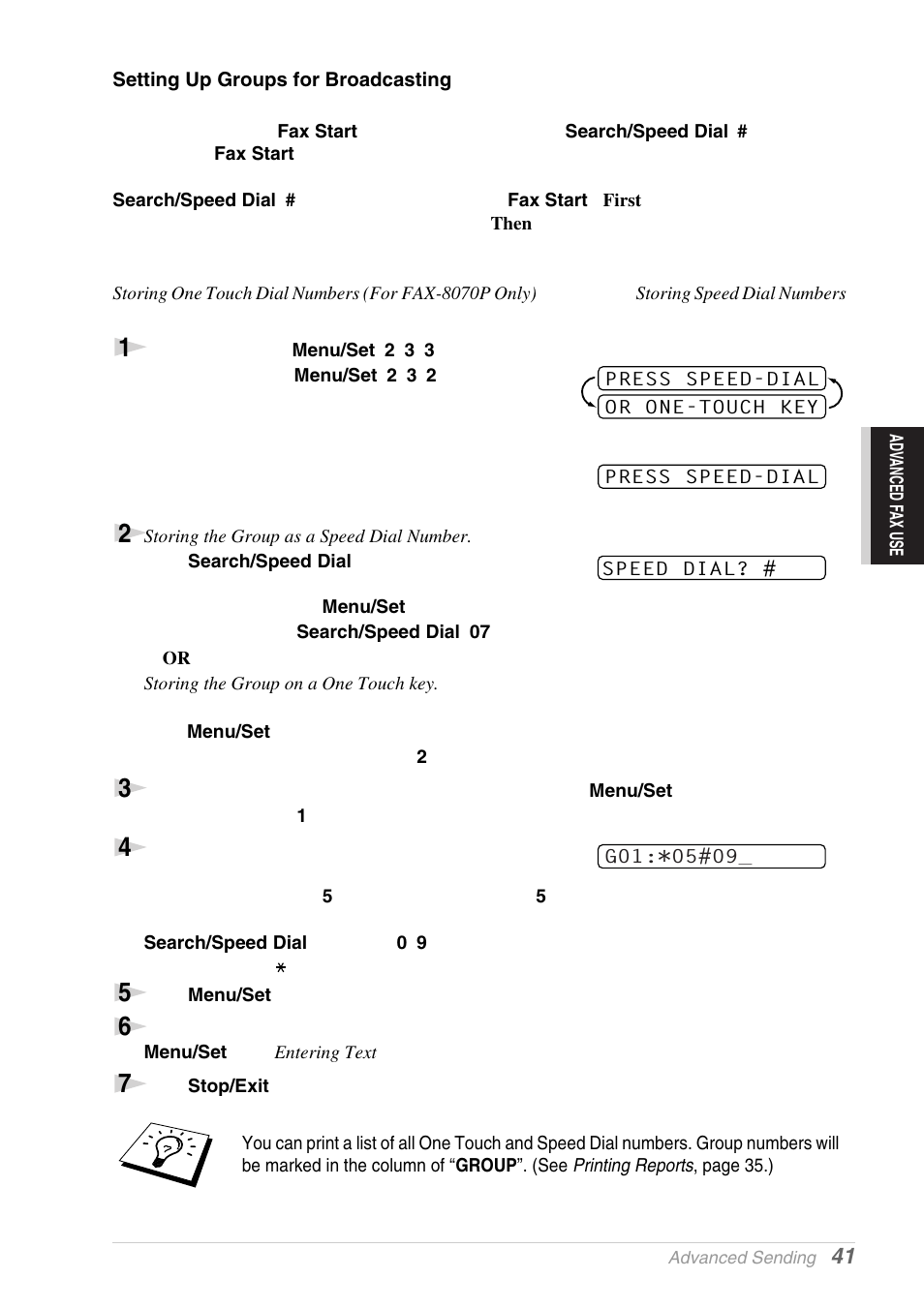 Setting up groups for broadcasting | Brother MFC-9030 User Manual | Page 50 / 166