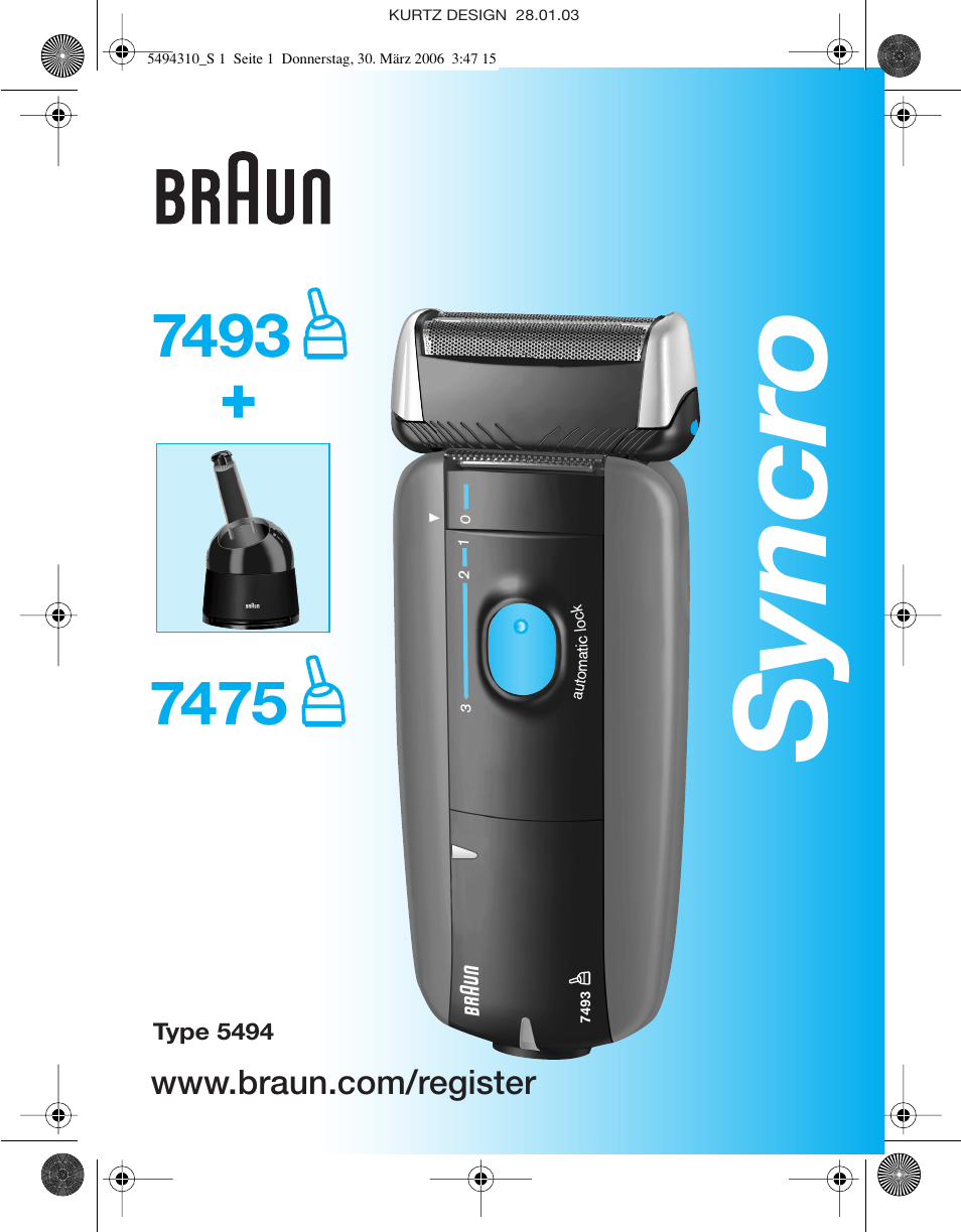 Braun 7475 Syncro User Manual | 59 pages