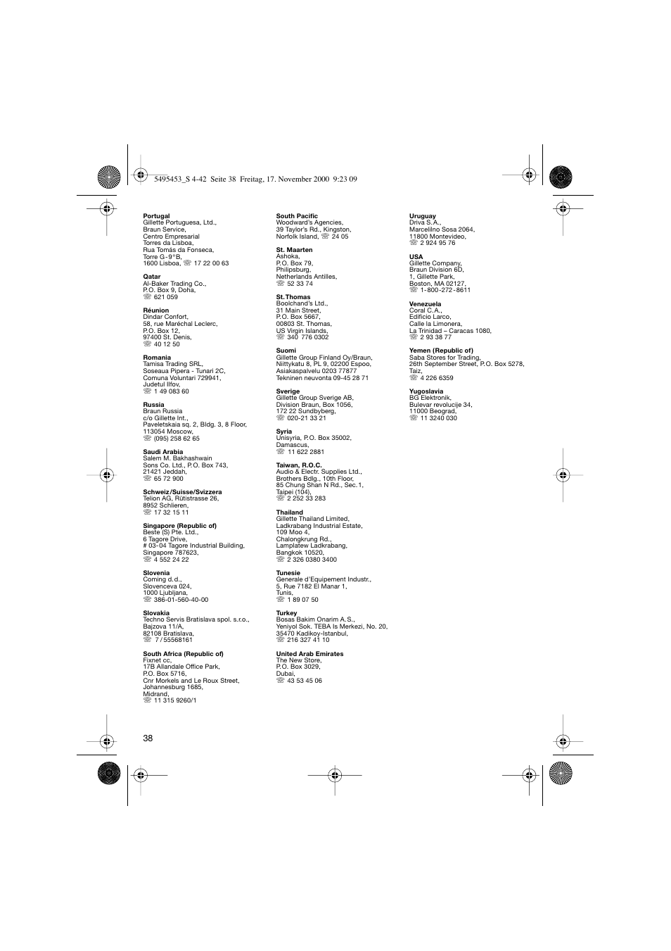 Braun 7015 Syncro User Manual | Page 38 / 38