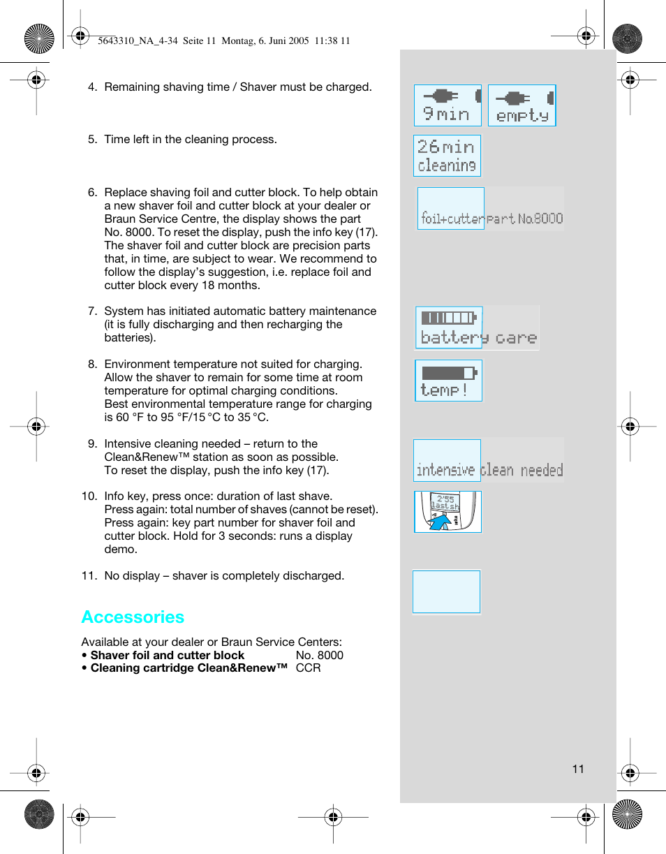 Accessories | Braun 8595 Activator User Manual | Page 11 / 34