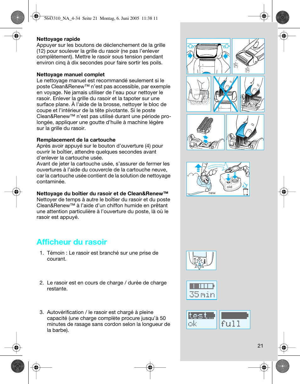 Afficheur du rasoir | Braun 8595 Activator User Manual | Page 21 / 34