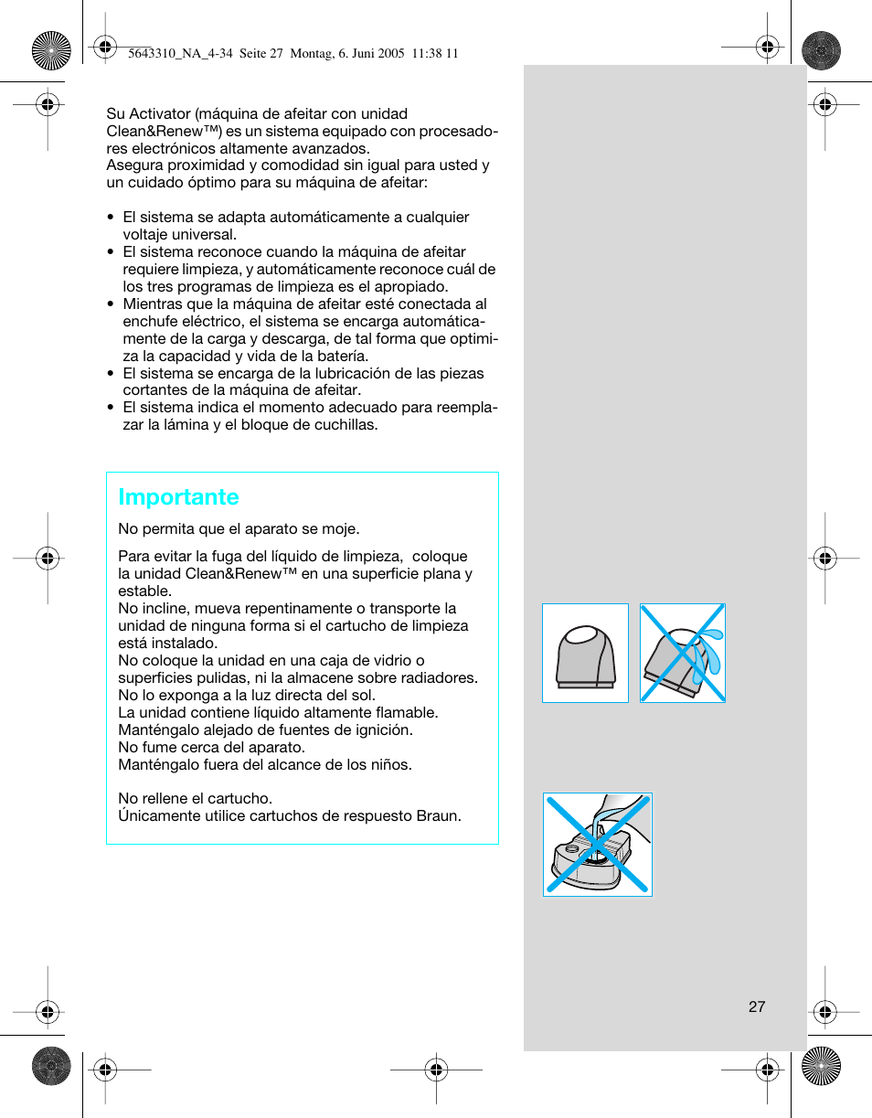 Importante | Braun 8595 Activator User Manual | Page 27 / 34