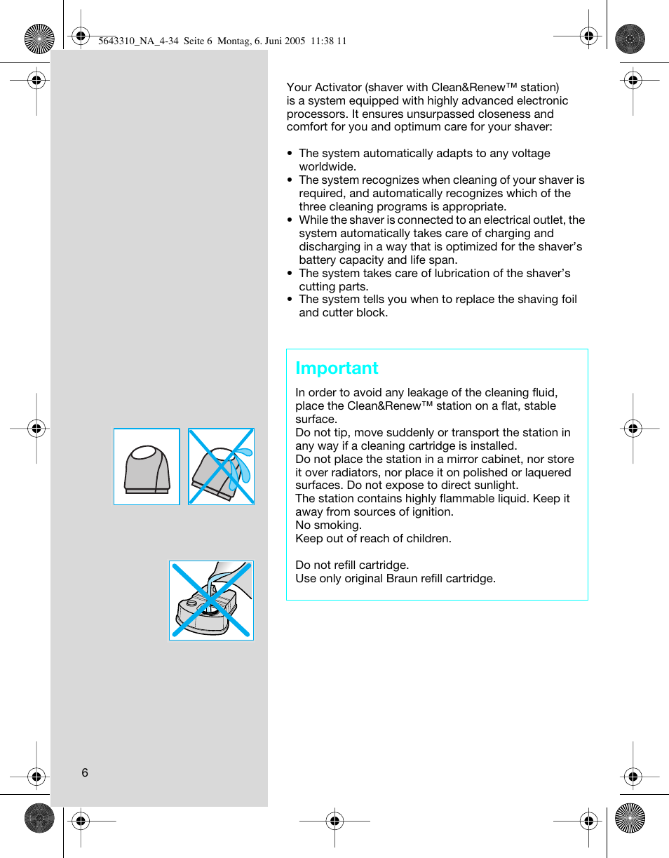 Important | Braun 8595 Activator User Manual | Page 6 / 34