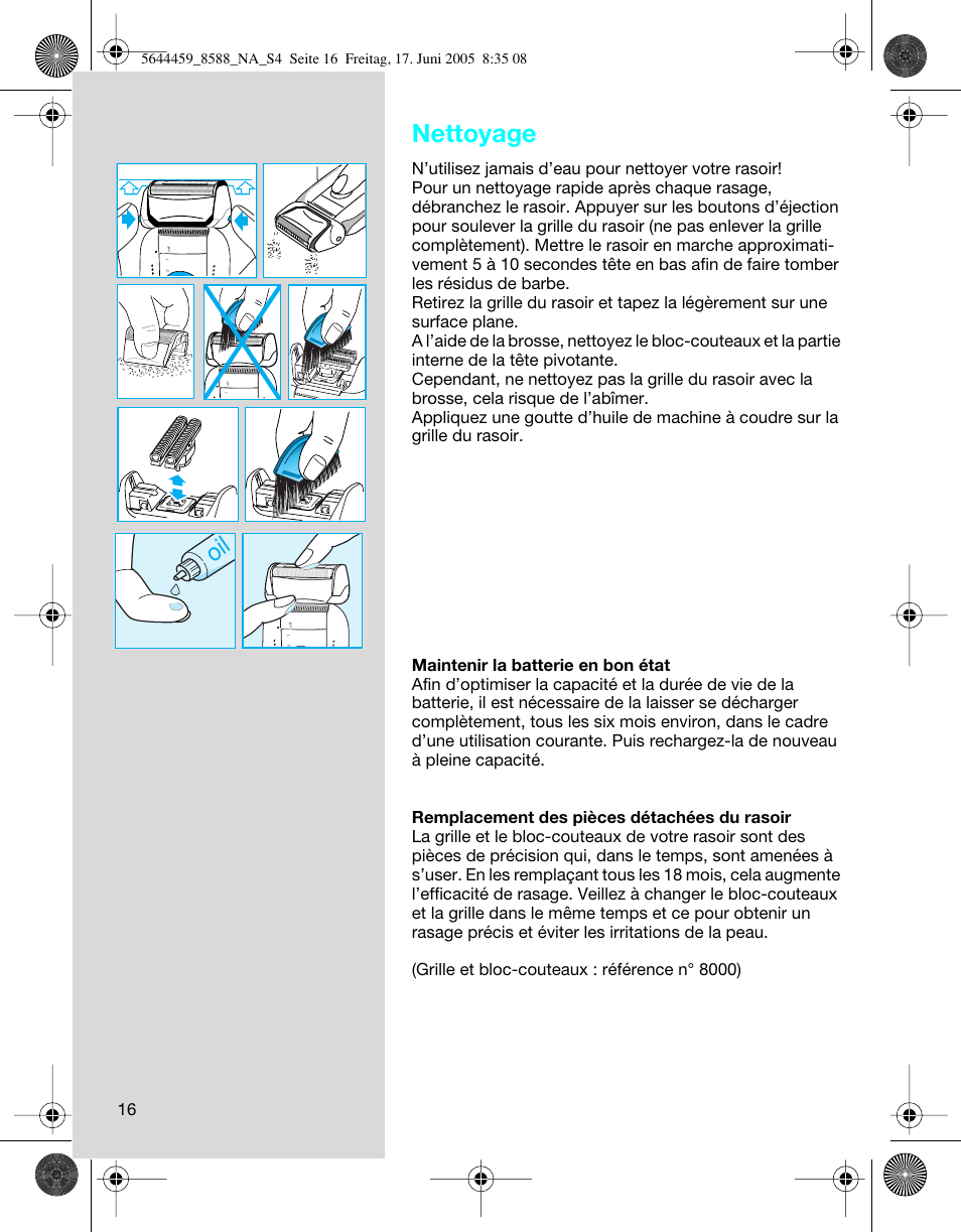 Nettoyage | Braun 8588 Activator  EU User Manual | Page 16 / 25