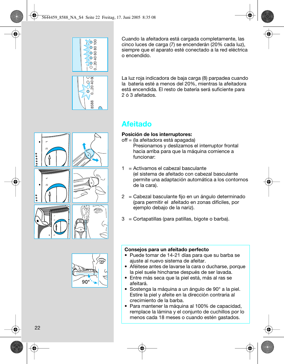 Afeitado | Braun 8588 Activator  EU User Manual | Page 22 / 25