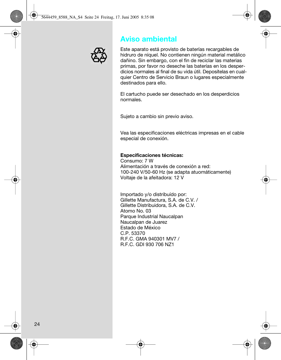 Aviso ambiental | Braun 8588 Activator  EU User Manual | Page 24 / 25