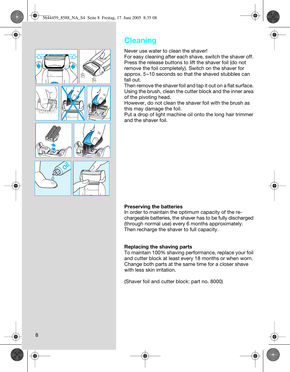 Cleaning | Braun 8588 Activator  EU User Manual | Page 8 / 25