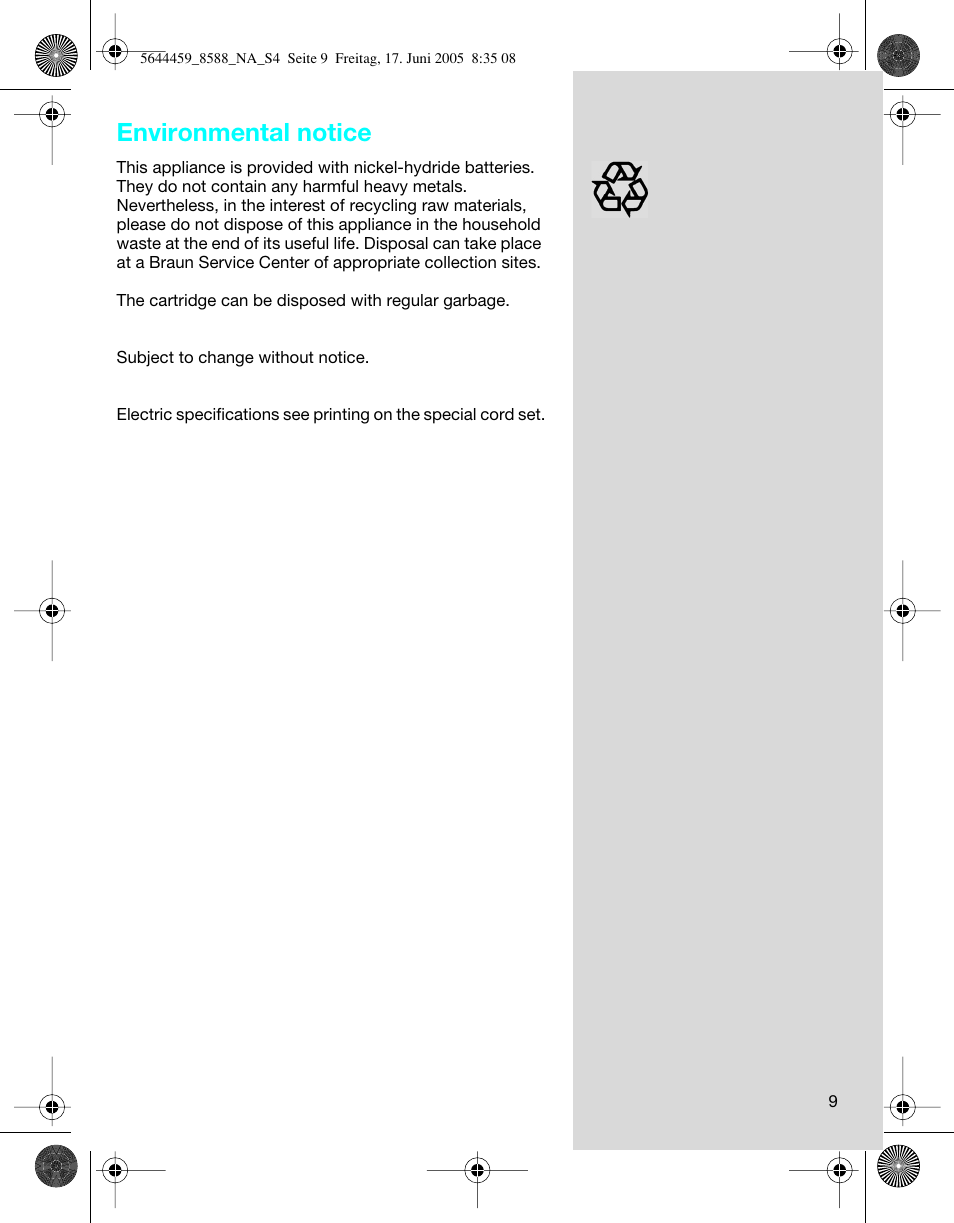 Environmental notice | Braun 8588 Activator  EU User Manual | Page 9 / 25