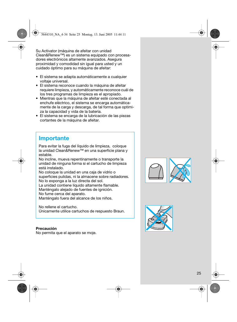 Importante | Braun 8585 Activator  EU User Manual | Page 25 / 32