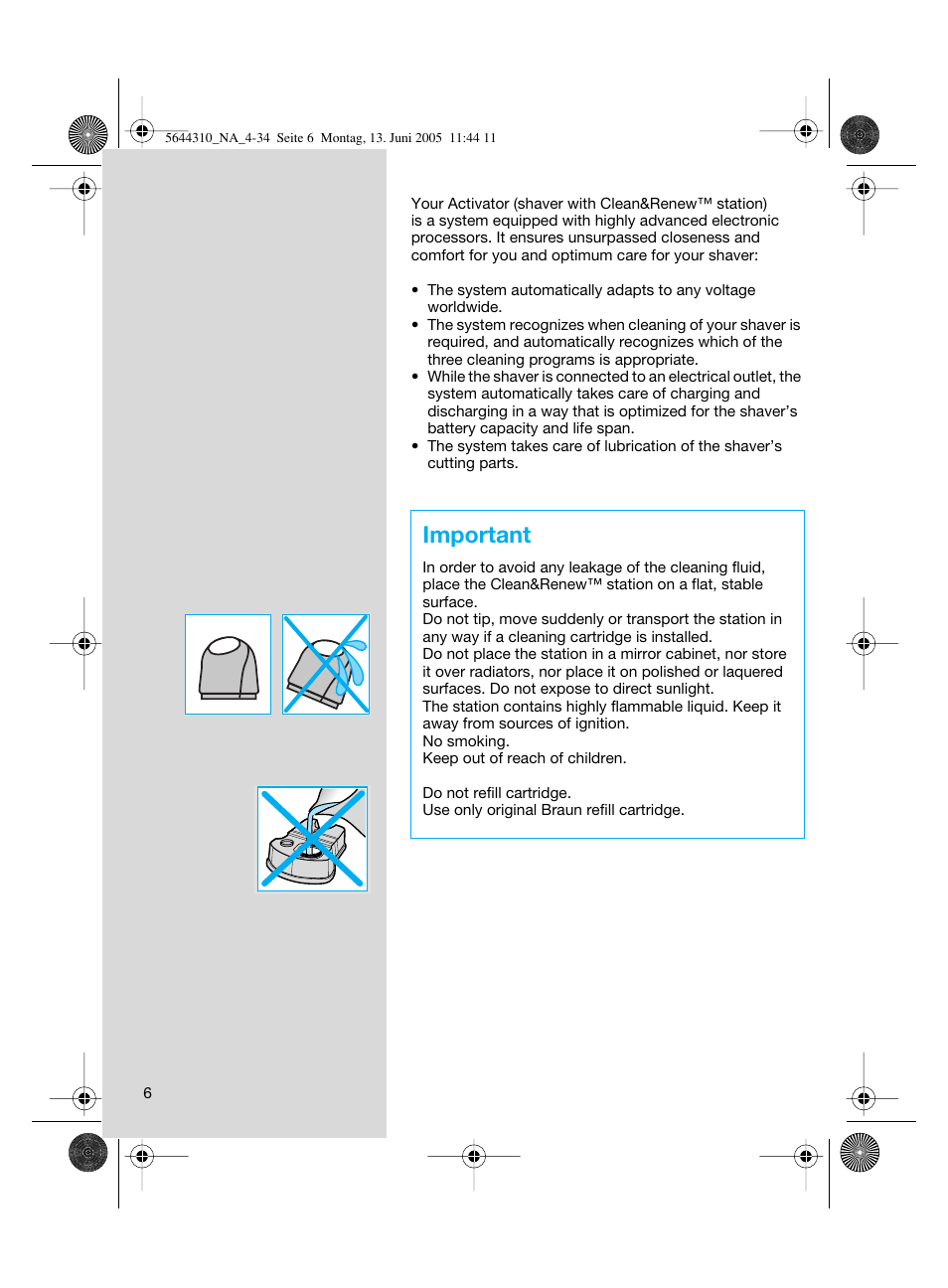 Important | Braun 8585 Activator  EU User Manual | Page 6 / 32