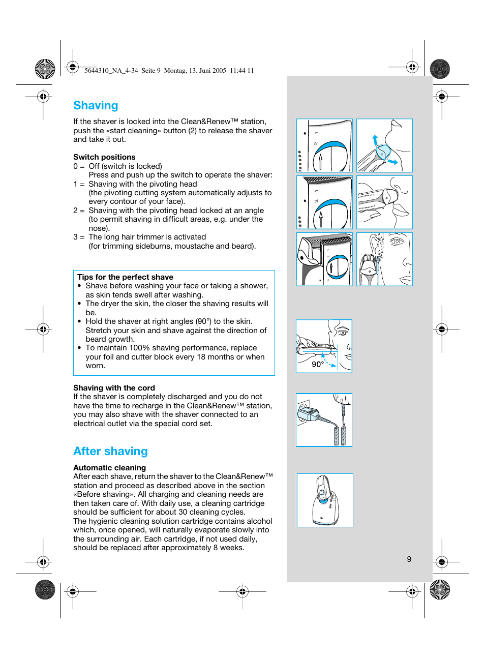 Shaving, After shaving | Braun 8585 Activator  EU User Manual | Page 9 / 32