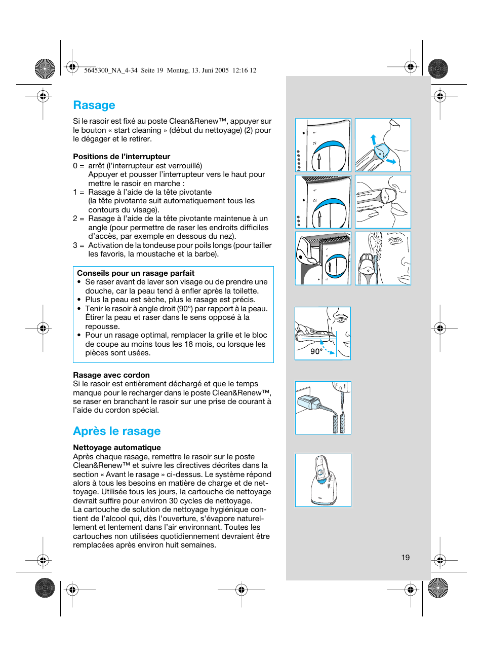 Rasage, Après le rasage | Braun 8781 Activator User Manual | Page 19 / 32