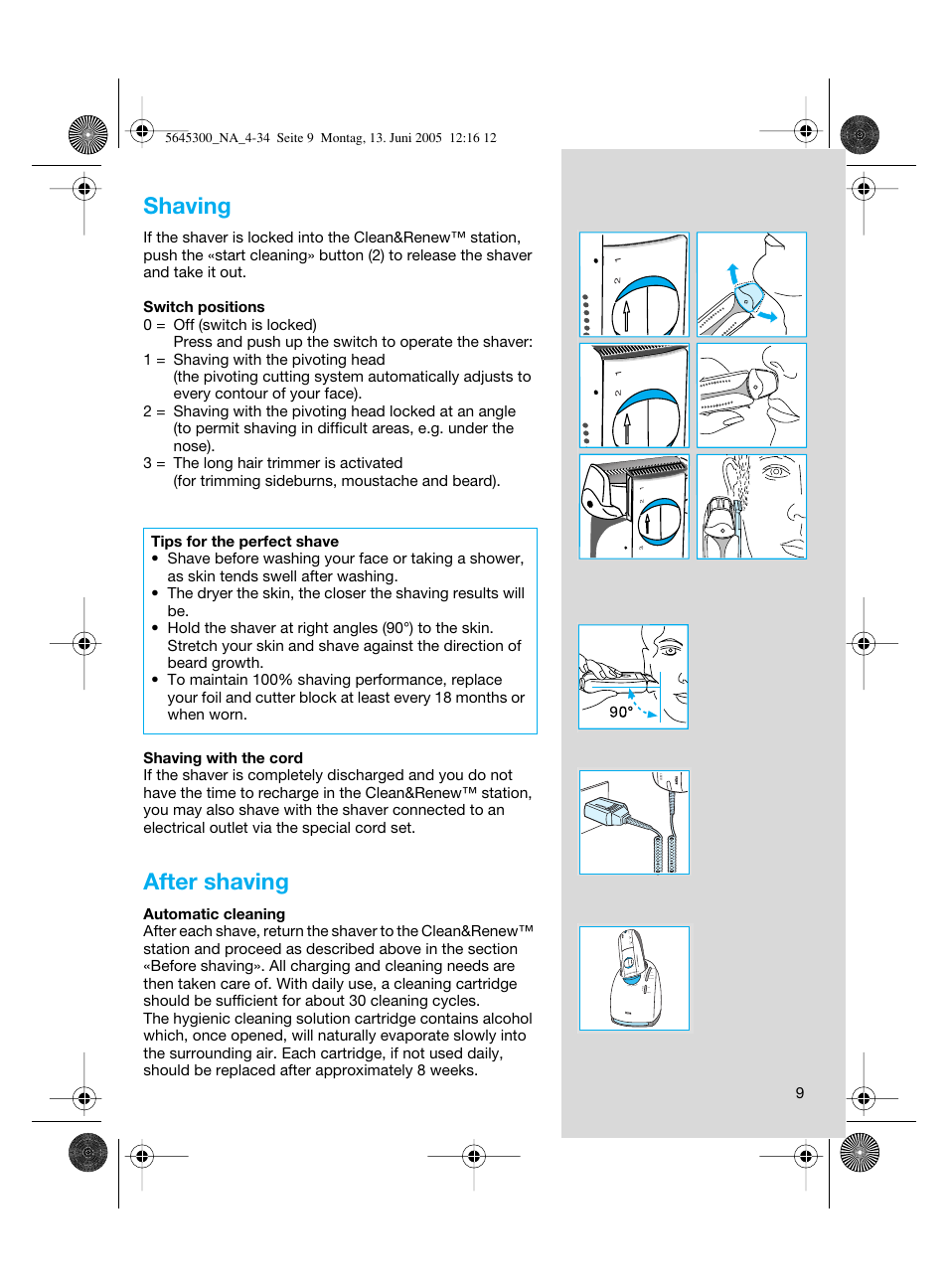 Shaving, After shaving | Braun 8781 Activator User Manual | Page 9 / 32