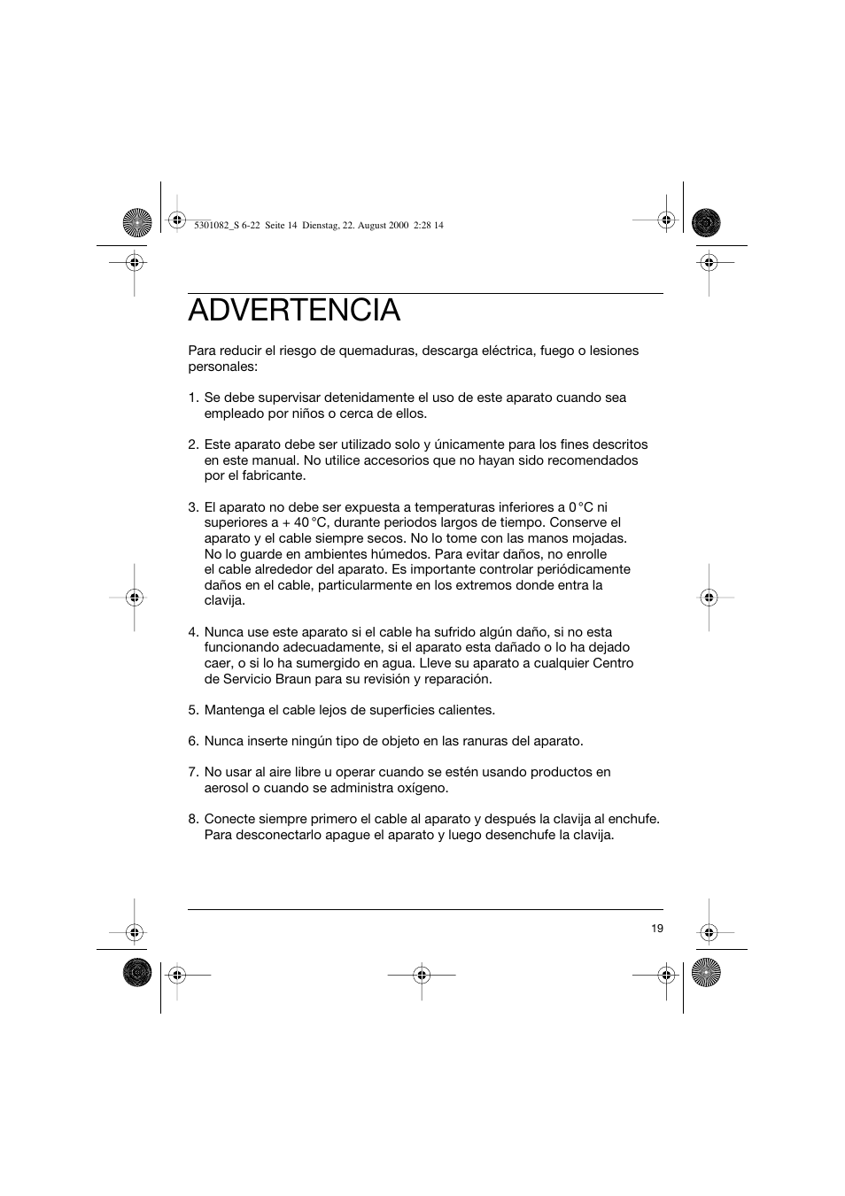 Advertencia | Braun Clean & Charge (Syncro) User Manual | Page 18 / 21