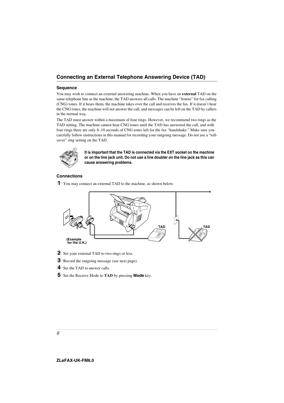 Sequence, Connections | Brother FAX-8360P User Manual | Page 14 / 112