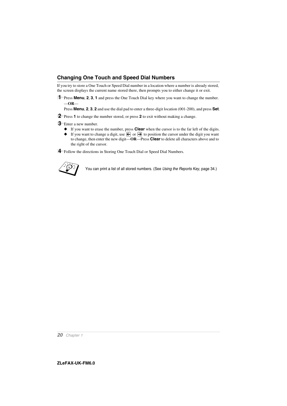 Changing one touch and speed dial numbers | Brother FAX-8360P User Manual | Page 28 / 112