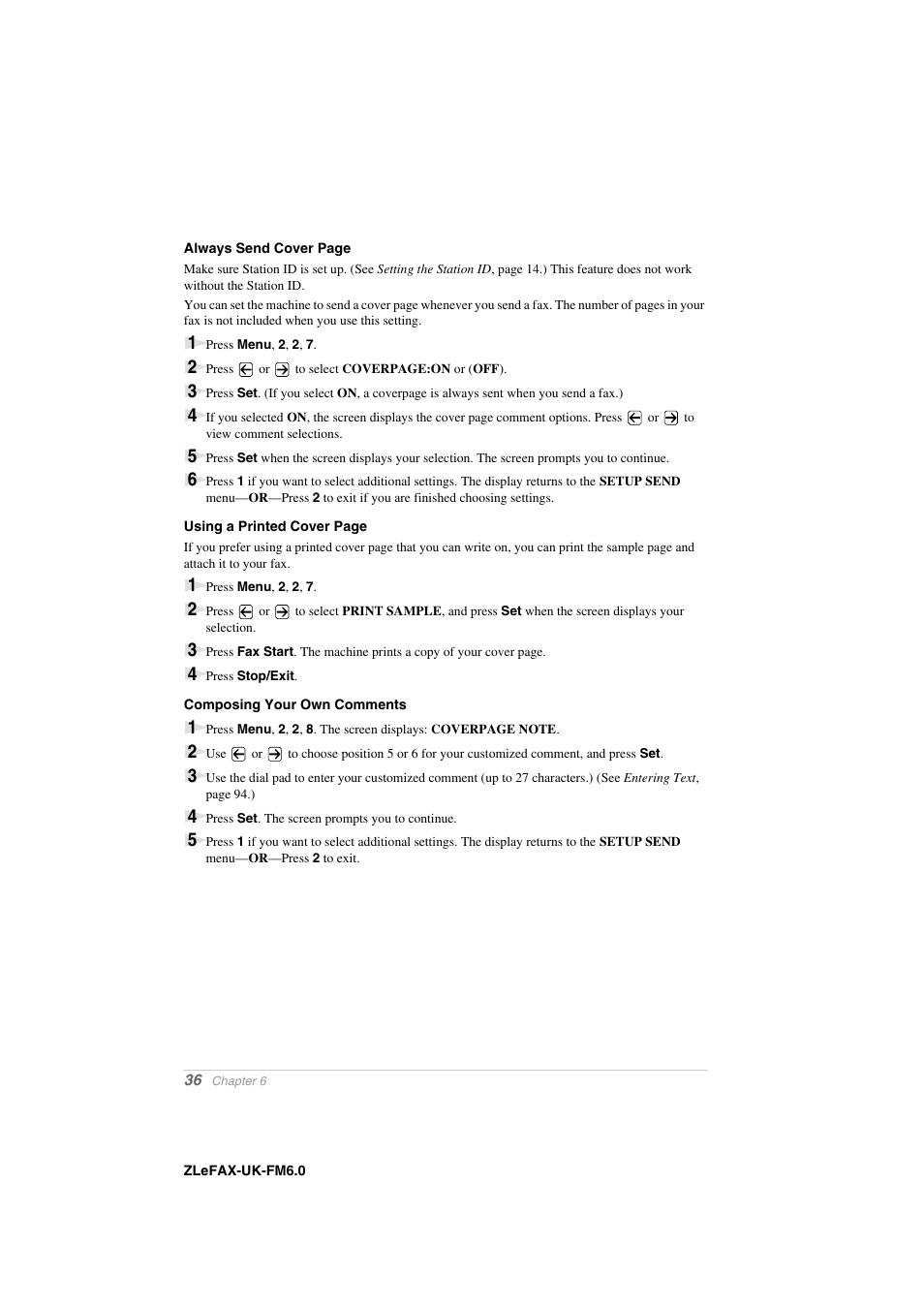 Composing your own comments | Brother FAX-8360P User Manual | Page 44 / 112