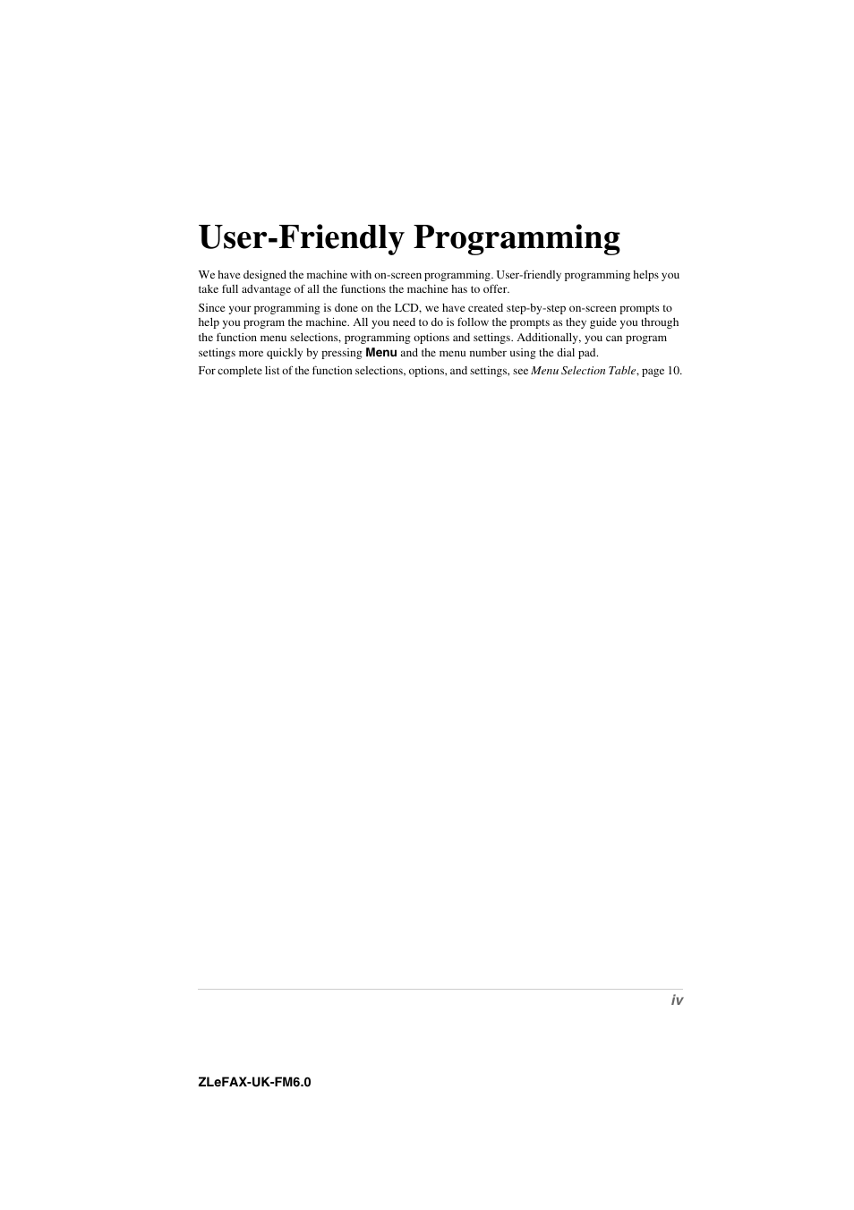 User-friendly programming | Brother FAX-8360P User Manual | Page 5 / 112