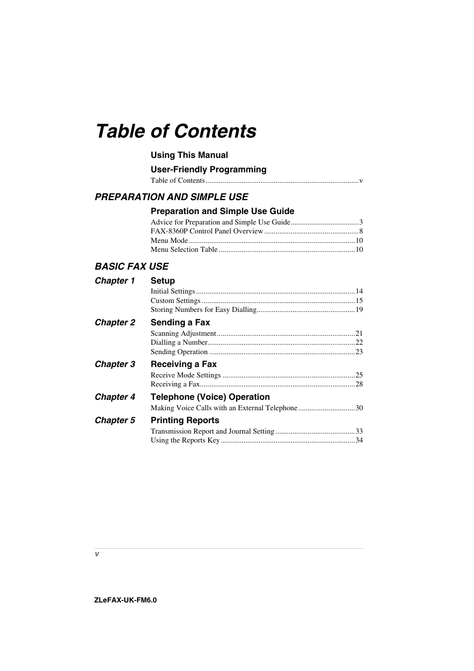 Brother FAX-8360P User Manual | Page 6 / 112