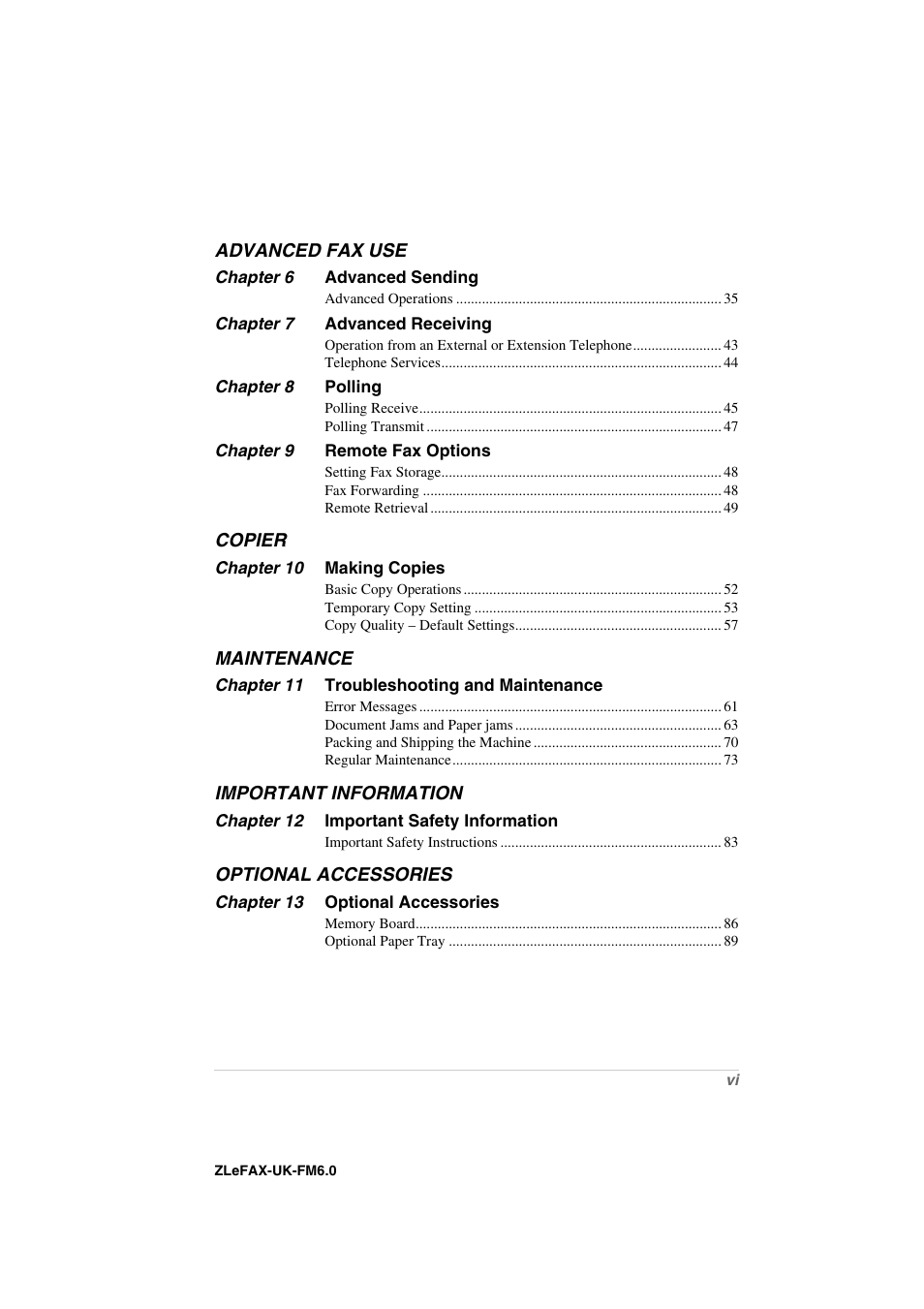 Brother FAX-8360P User Manual | Page 7 / 112