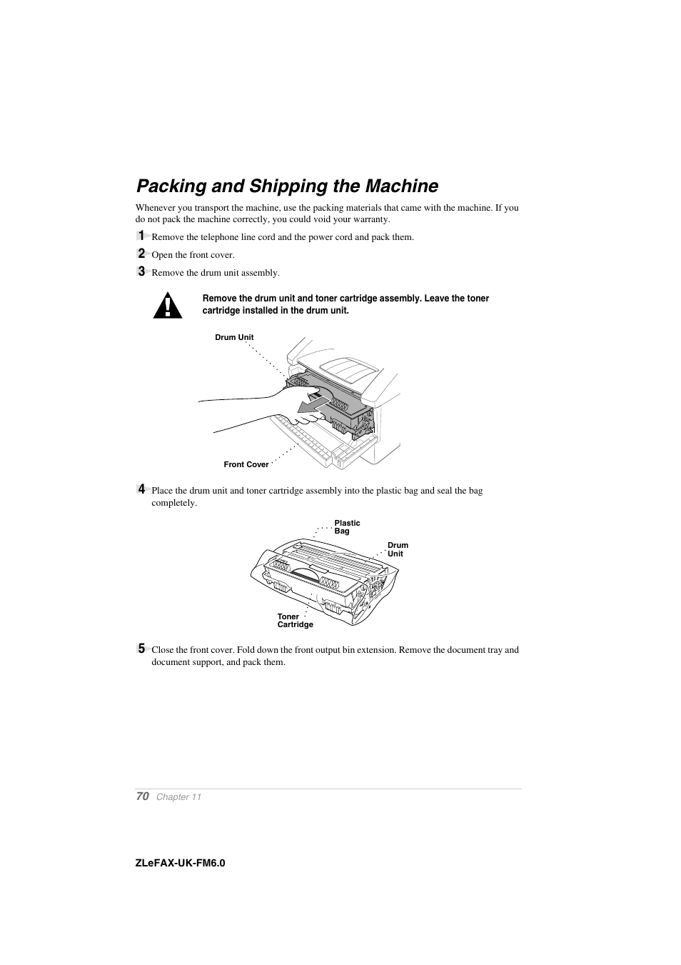 Packing and shipping the machine | Brother FAX-8360P User Manual | Page 78 / 112