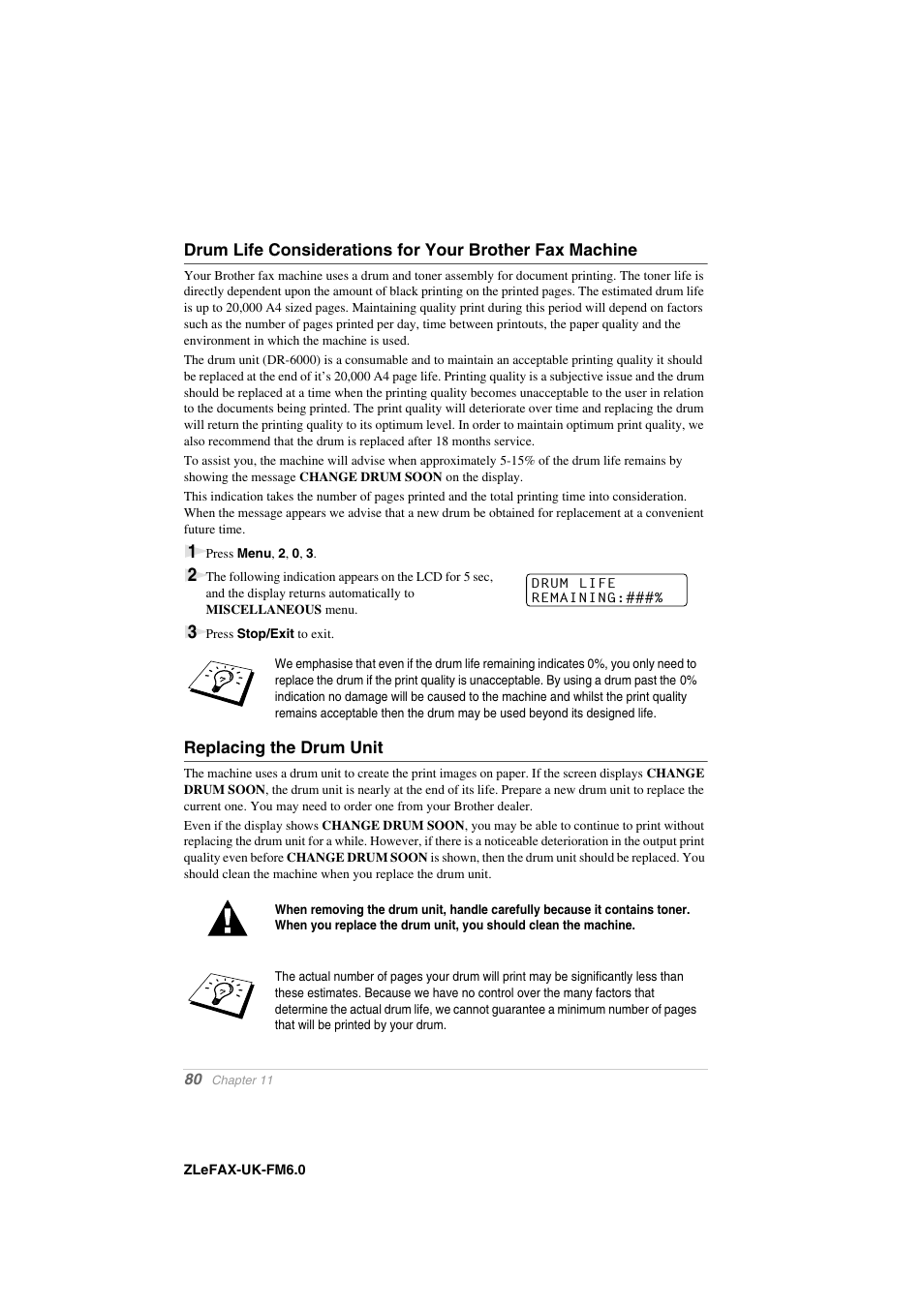 Replacing the drum unit | Brother FAX-8360P User Manual | Page 88 / 112