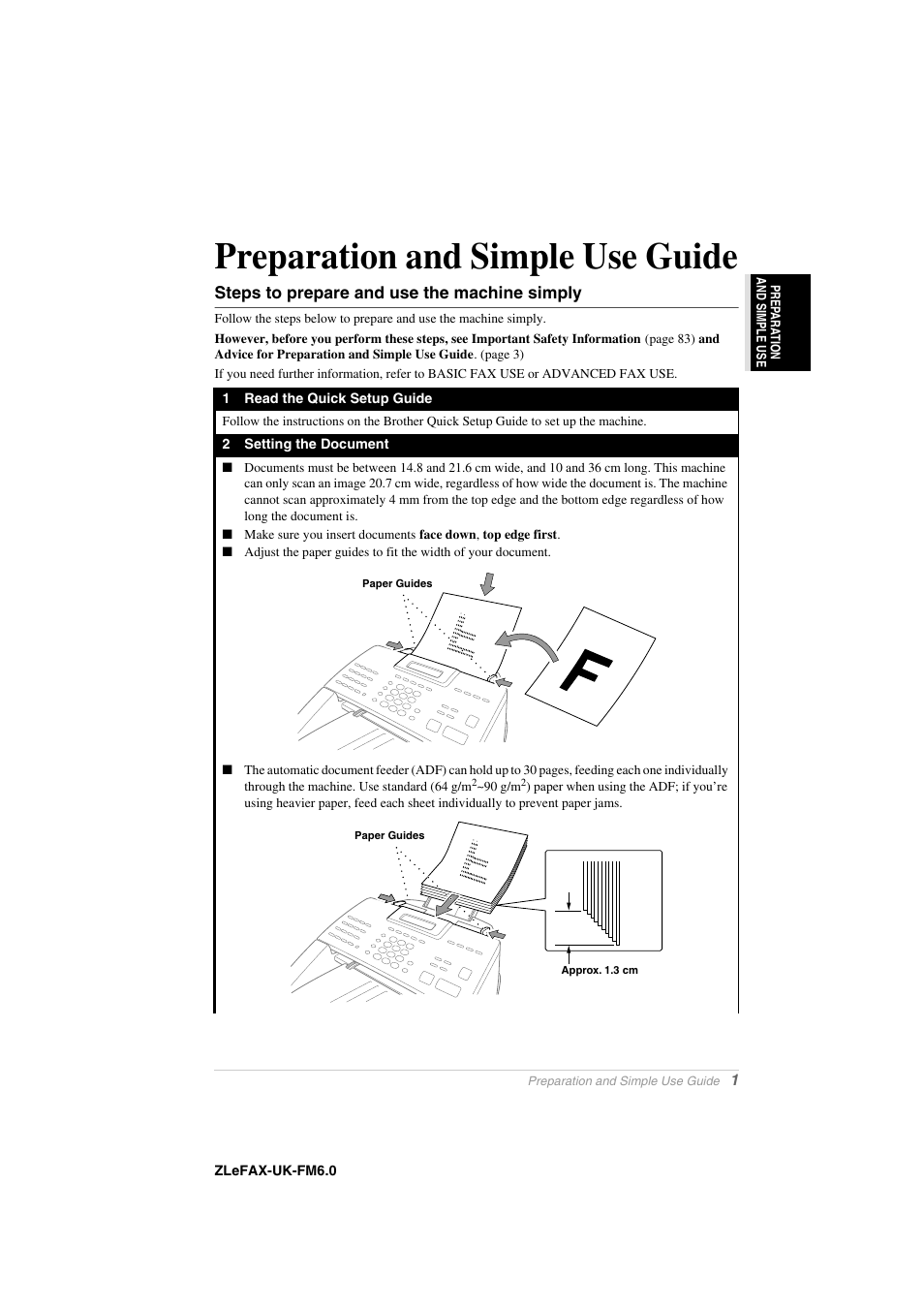 Preparation and simple use guide, Steps to prepare and use the machine simply | Brother FAX-8360P User Manual | Page 9 / 112