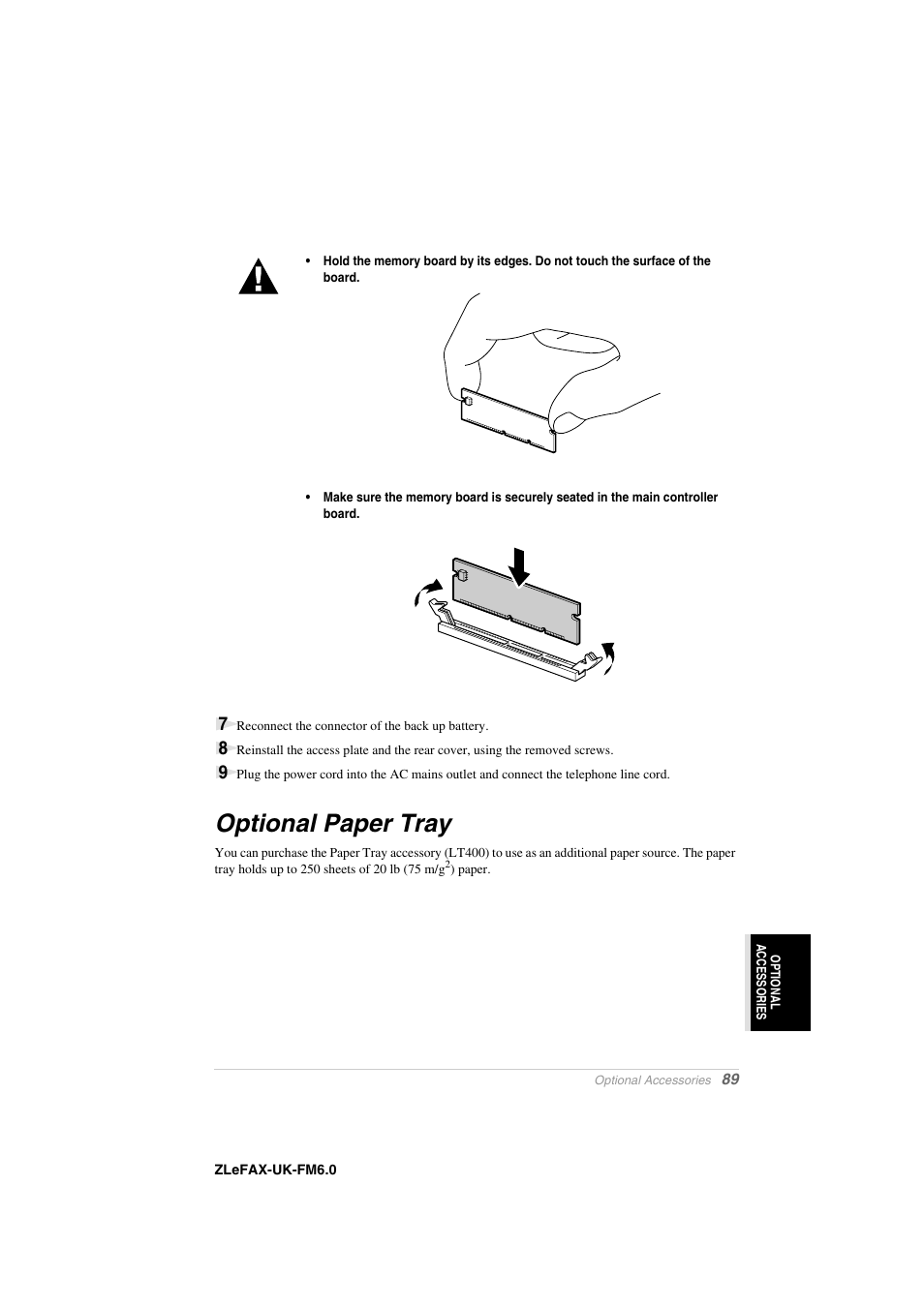 Optional paper tray | Brother FAX-8360P User Manual | Page 97 / 112