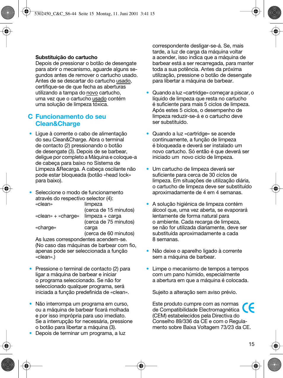 C funcionamento do seu clean&charge | Braun Clean & Charge (Flex Integral) User Manual | Page 14 / 40