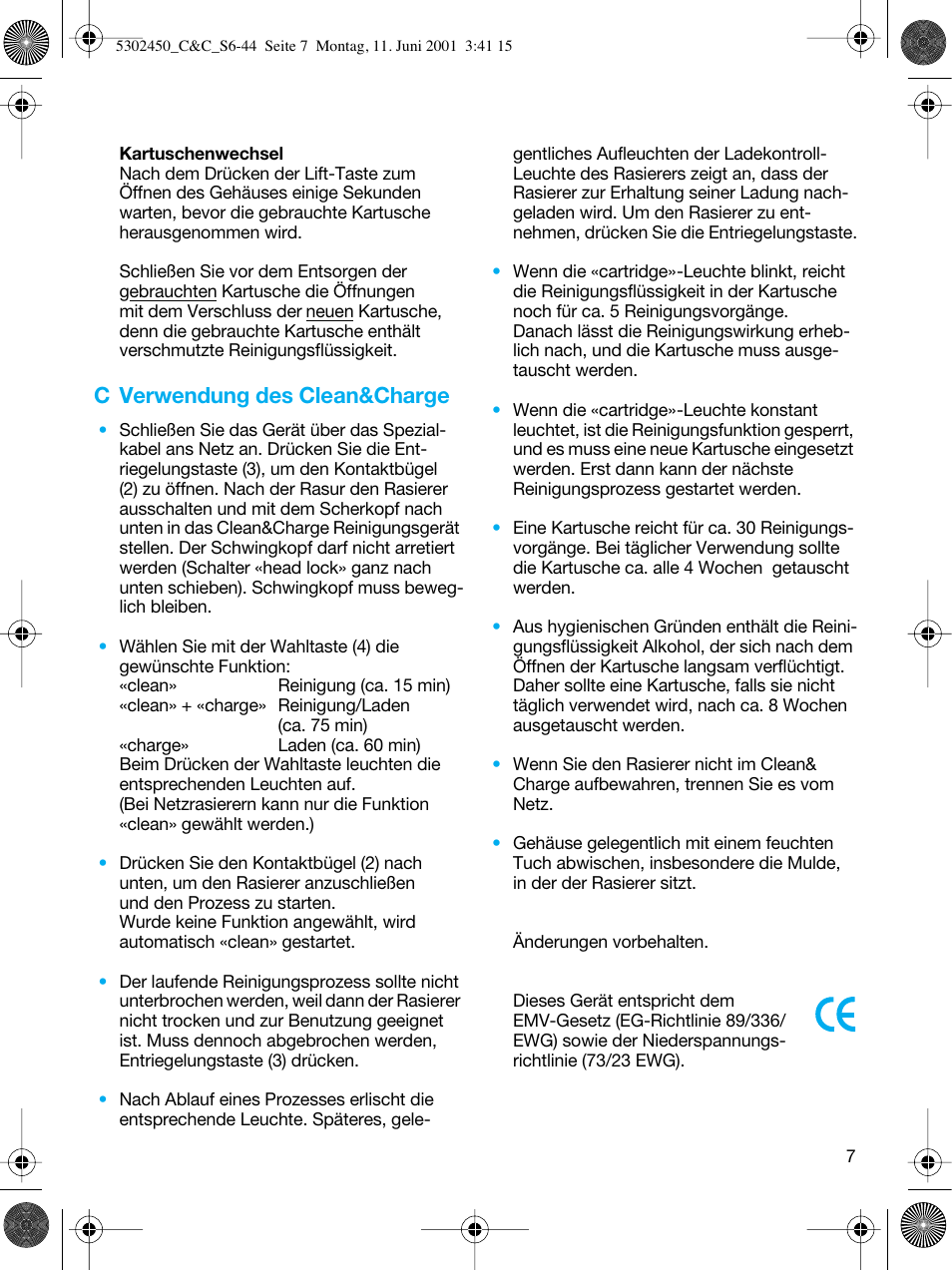 C verwendung des clean&charge | Braun Clean & Charge (Flex Integral) User Manual | Page 6 / 40