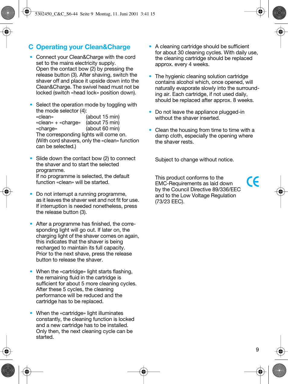 C operating your clean&charge | Braun Clean & Charge (Flex Integral) User Manual | Page 8 / 40