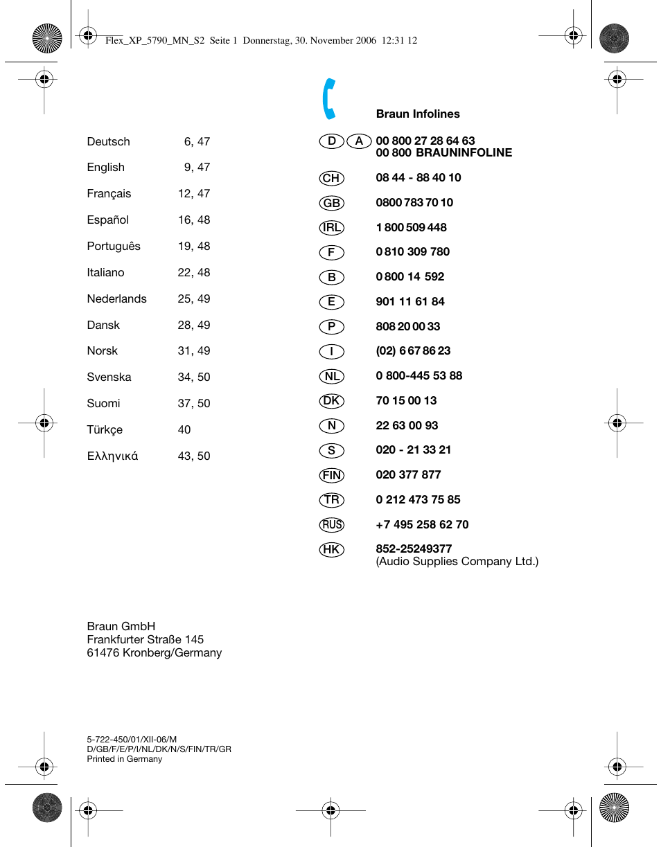 Braun 5790 Flex XP II System User Manual | Page 2 / 49