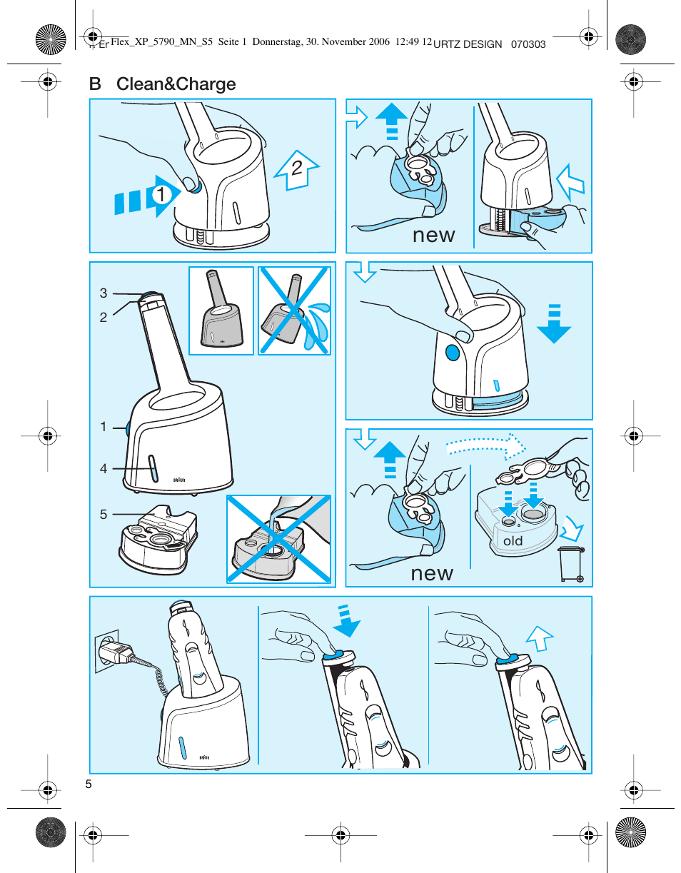 B clean&charge | Braun 5790 Flex XP II System User Manual | Page 4 / 49